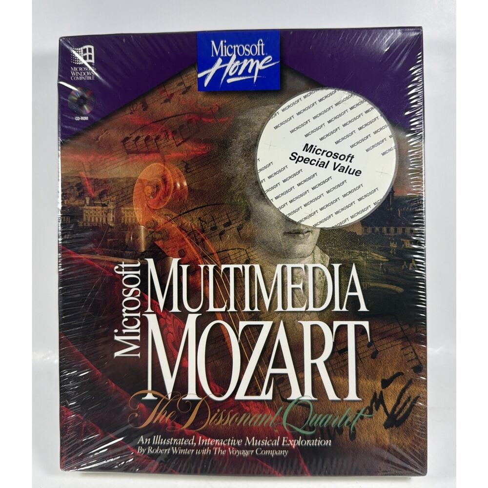 Microsoft Multimedia Mozart The Dissonant Quartet PC CD-ROM Window New & Sealed